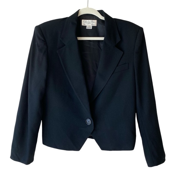 VTG Christian Dior Separates Wool Blazer and Skirt Suit Set Black Size 12 - Picture 2 of 16